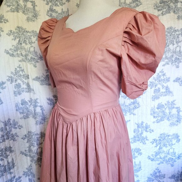 Size M Vintage 1980s Puff Sleeve Maxi Dress As Is - Picture 4 of 12